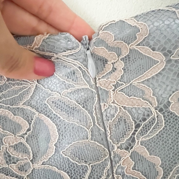 ELIZA J Embellished Flowy Gown Light Gray Maxi Dress Size 4 - Picture 6 of 7